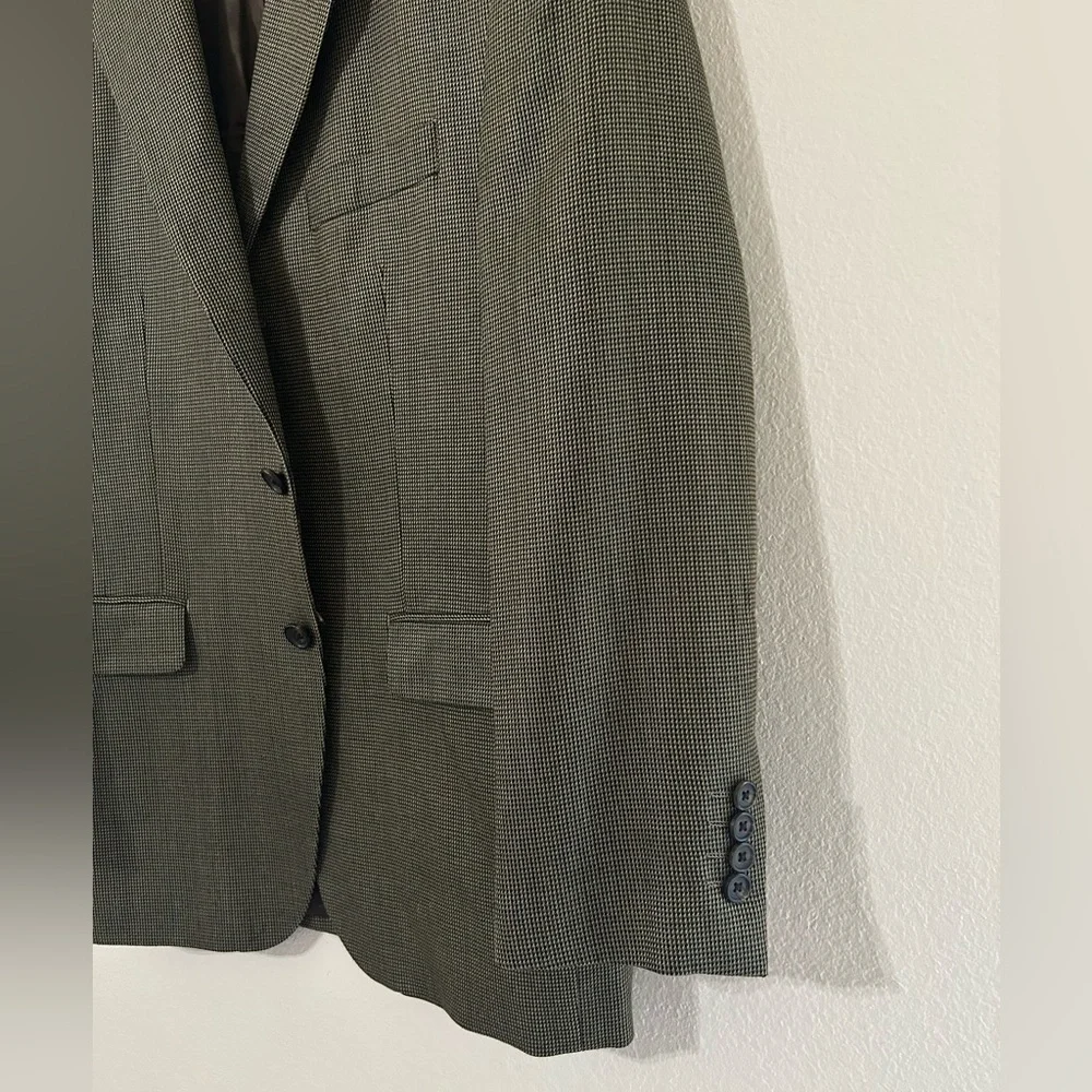 Lauren Ralph Lauren Silk & Wool Mens 40S Brown Houndstooth Check Notch Blazer